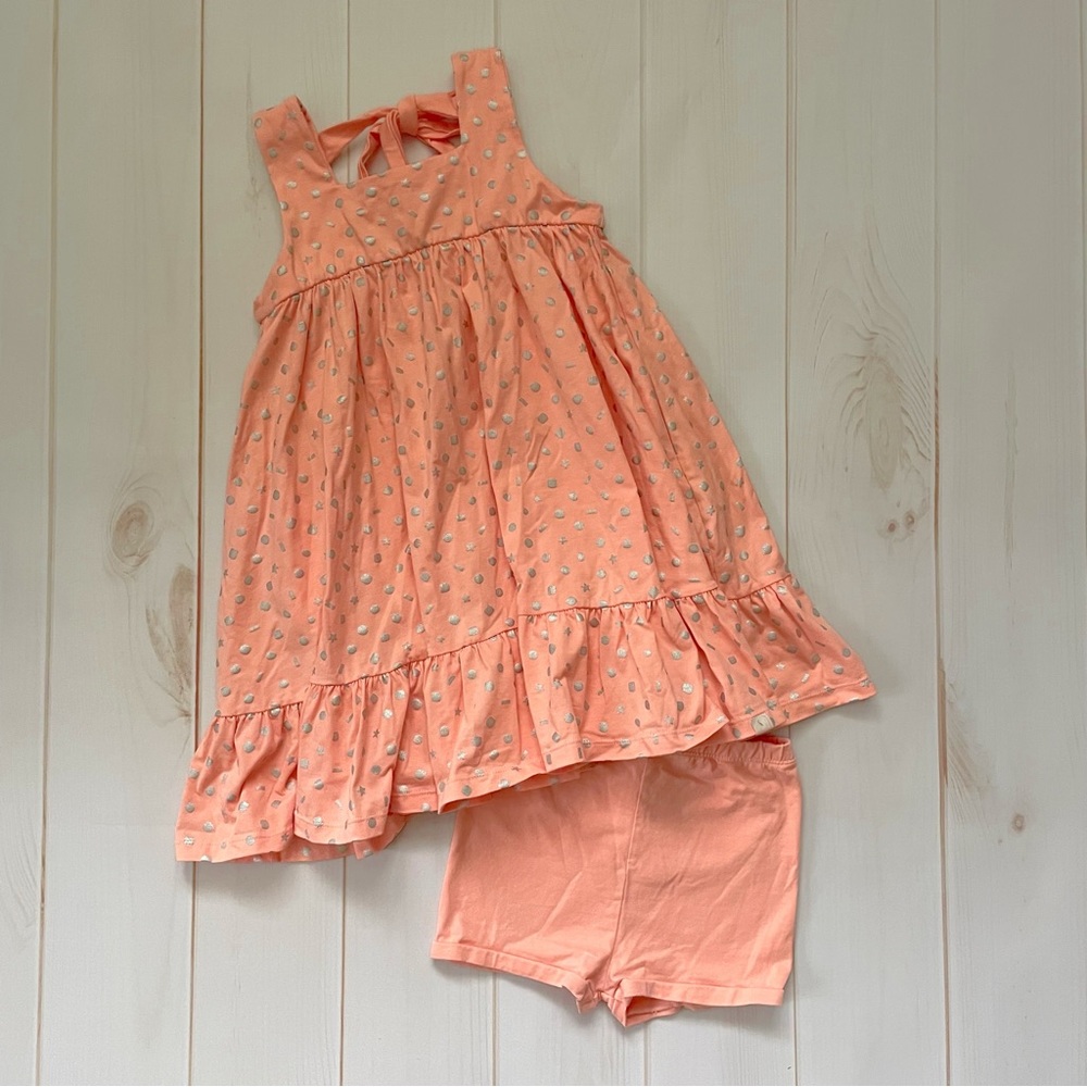 WDW Omi Jo Peach Silver Confetti Aunt Heart Tunic Set